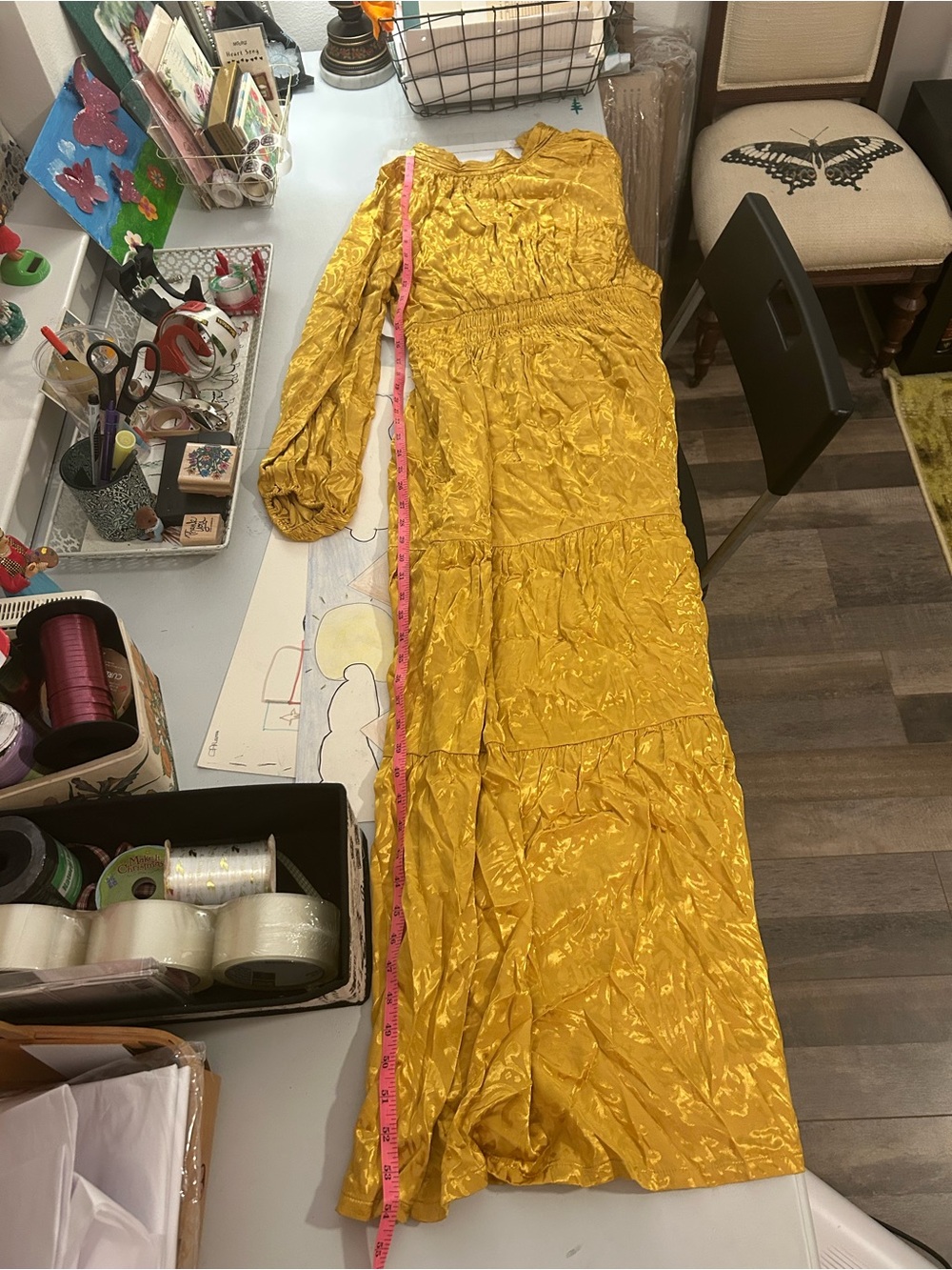 BNWT Anthropologie Gold Maxi Dress size M wedding formal cocktail - Picture 8 of 8